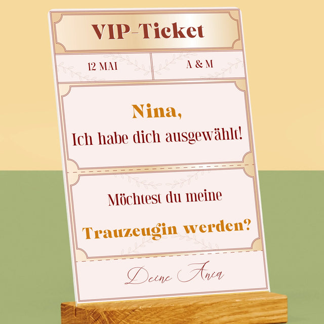 Name Und Unterschrift: Vip-Ticket- Trauzeugin - Druck Auf Acrylglas