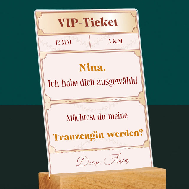 Name Und Unterschrift: Vip-Ticket- Trauzeugin - Druck Auf Acrylglas