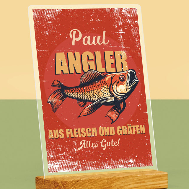 Name Und Unterschrift: Ein Angler Aus Fleisch Und Gräten - Druck Auf Acrylglas