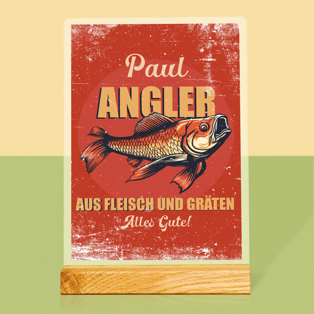 Name Und Unterschrift: Ein Angler Aus Fleisch Und Gräten - Druck Auf Acrylglas