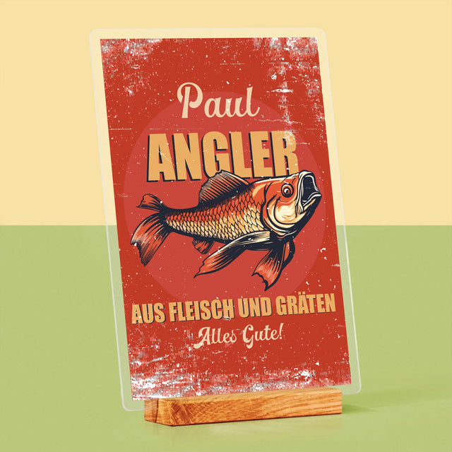 Name Und Unterschrift: Ein Angler Aus Fleisch Und Gräten - Druck Auf Acrylglas