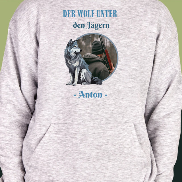 Foto Und Unterschrift: Der Wolf Unter Den Jägern - Kapuzenpullover Für Herren
