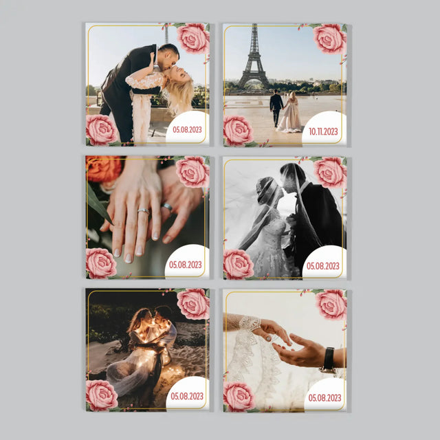 Fotocollage: Ihr Datum - Magneten-Set