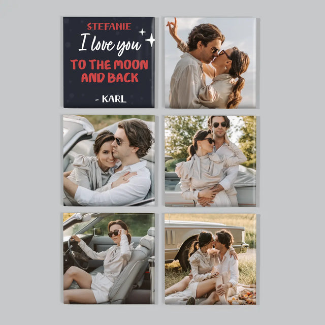 Fotocollage: To The Moon And Back - Magneten-Set