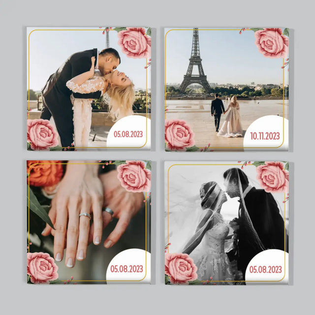 Fotocollage: Ihr Datum - Magneten-Set