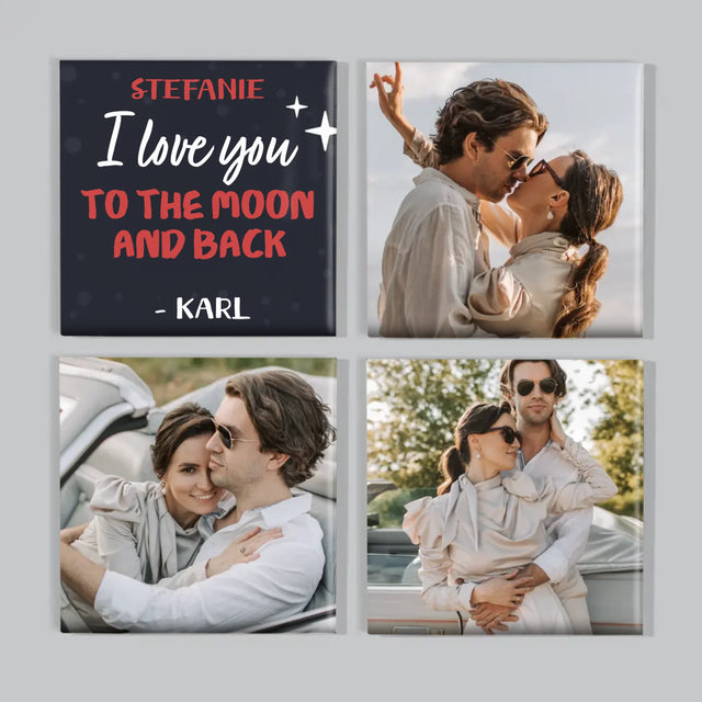 Fotocollage: To The Moon And Back - Magneten-Set