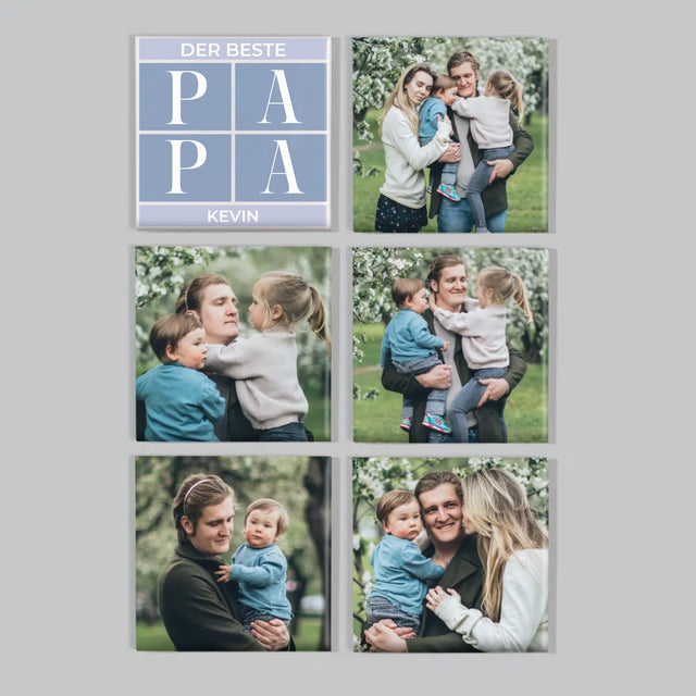Fotocollage: Bester Papa Collage - Magneten-Set