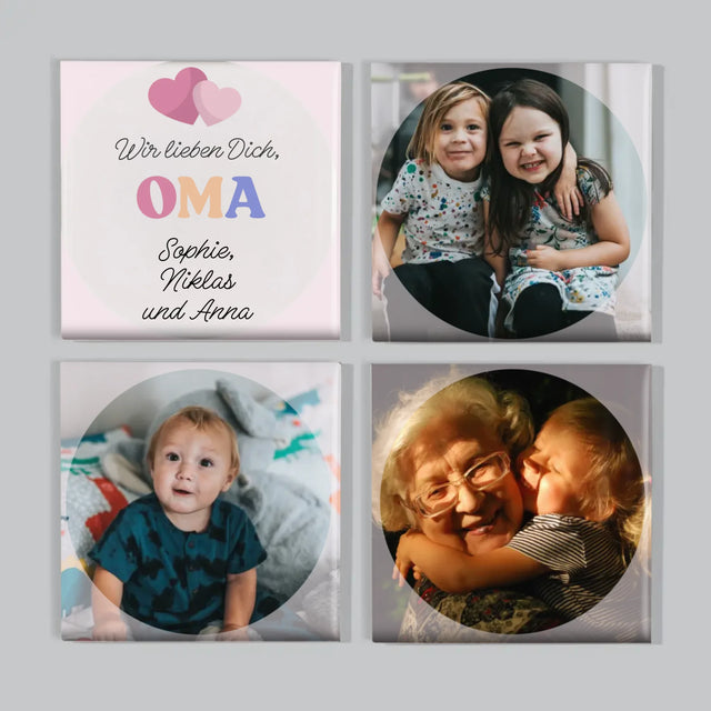 Fotocollage: Wir Lieben Dich, Oma - Magneten-Set
