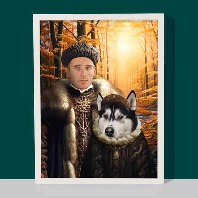 Königsporträt: Adel Auf Der Jagd - Druck Mit Rahmen 30X40