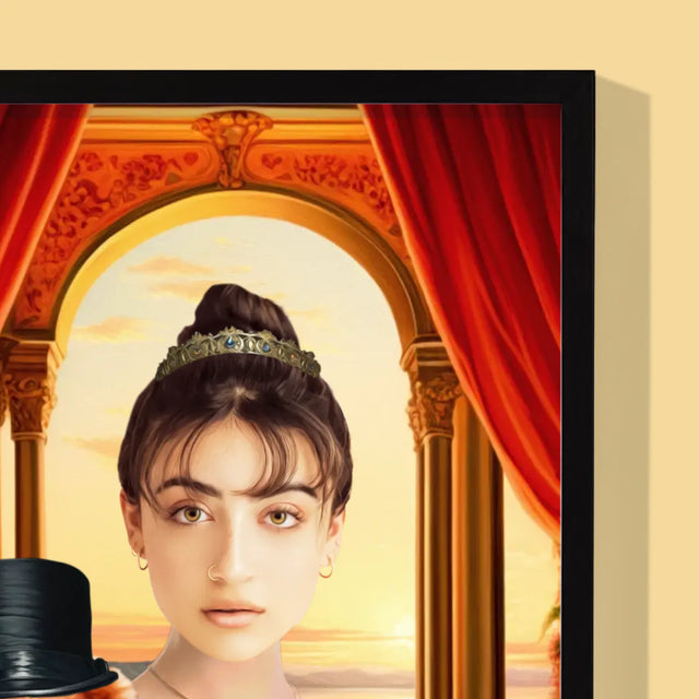 Königsporträt: Adelige Mit Haustier - Druck Mit Rahmen 30X40