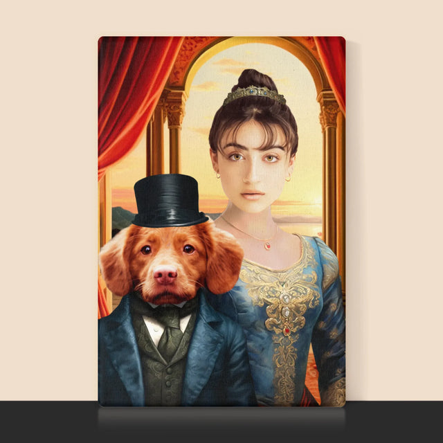 Königsporträt: Adelige Mit Haustier - Druck Mit Rahmen 30X40