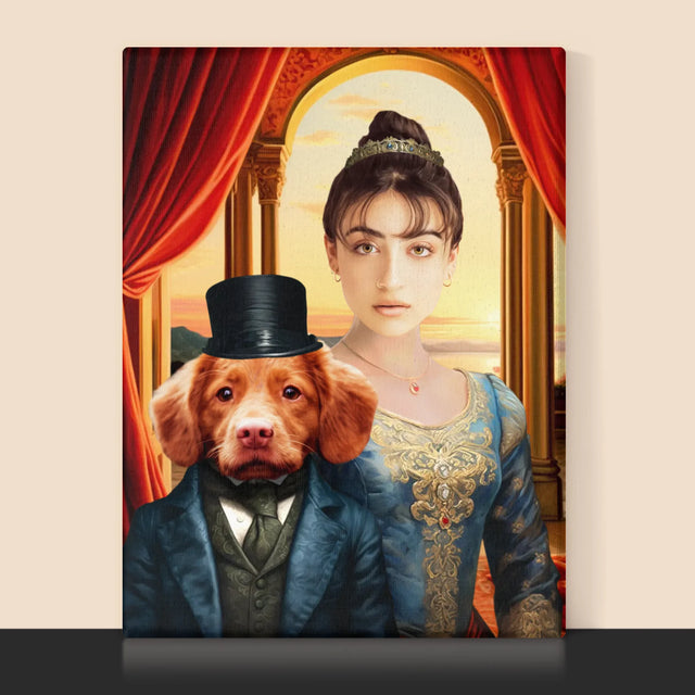 Königsporträt: Adelige Mit Haustier - Druck Mit Rahmen 30X40