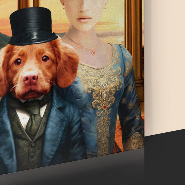 Königsporträt: Adelige Mit Haustier - Druck Mit Rahmen 30X40