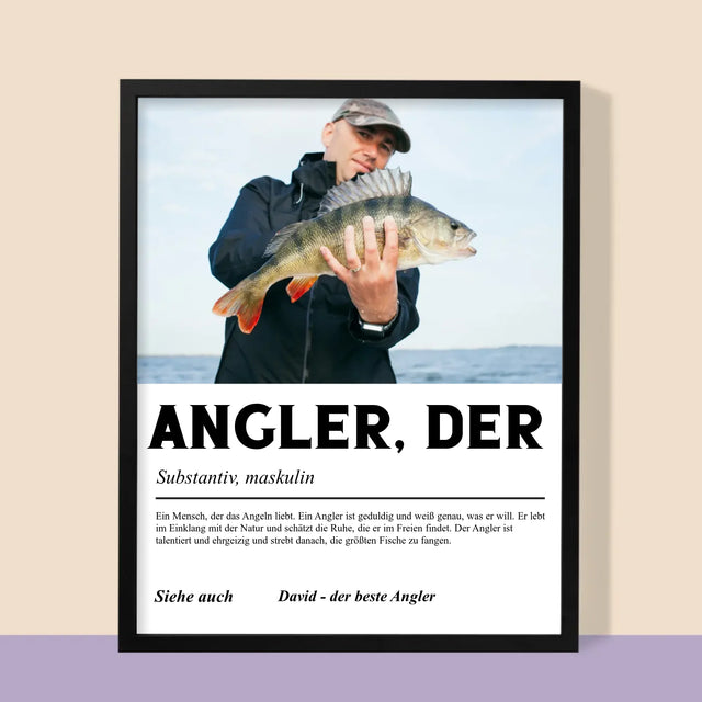 Foto Und Unterschrift: Angler Definition - Druck Mit Rahmen 30X40
