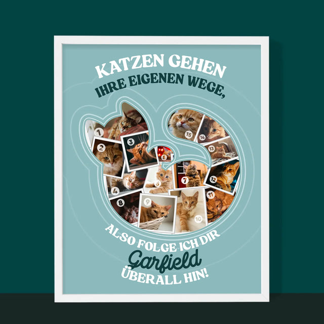 Form-Collage: Katze - Druck Mit Rahmen 30X40