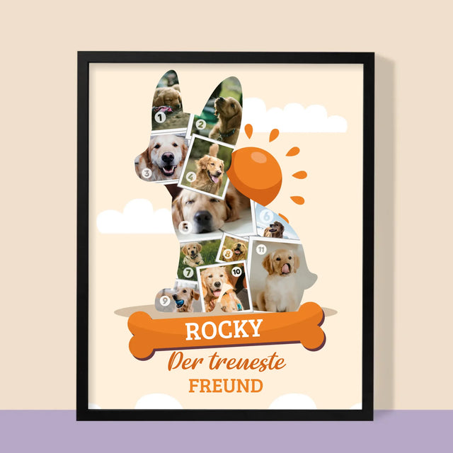 Form-Collage: Hund - Druck Mit Rahmen 30X40