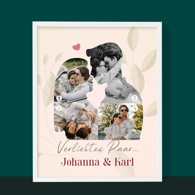 Form-Collage: Verliebtes Paar - Druck Mit Rahmen 30X40