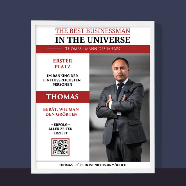 Magazin-Cover: The Best Businessman In The Universe - Druck Mit Rahmen 30X40