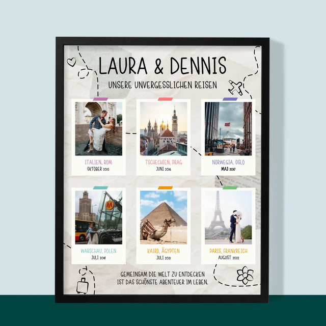 Unsere Geschichte: Unsere Unvergesslichen Reisen - Druck Mit Rahmen 30X40