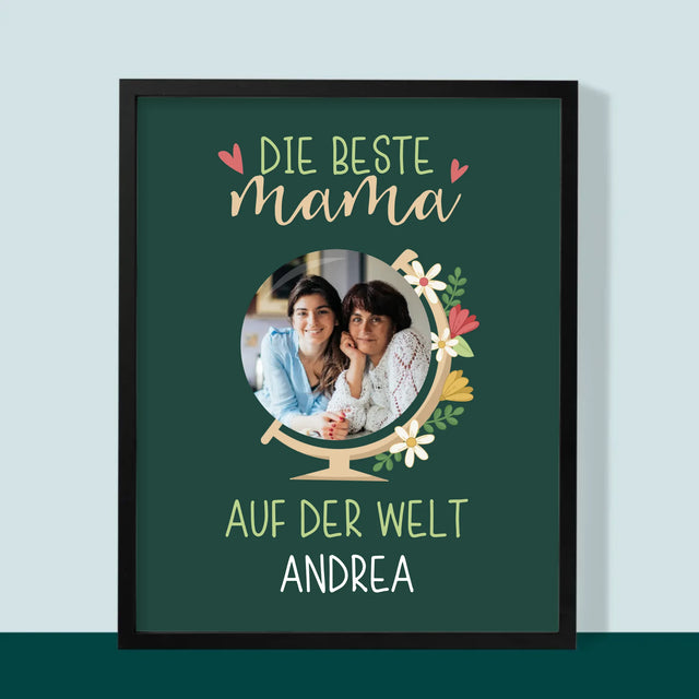 Foto Und Unterschrift: Beste Mama Welt - Druck Mit Rahmen 30X40