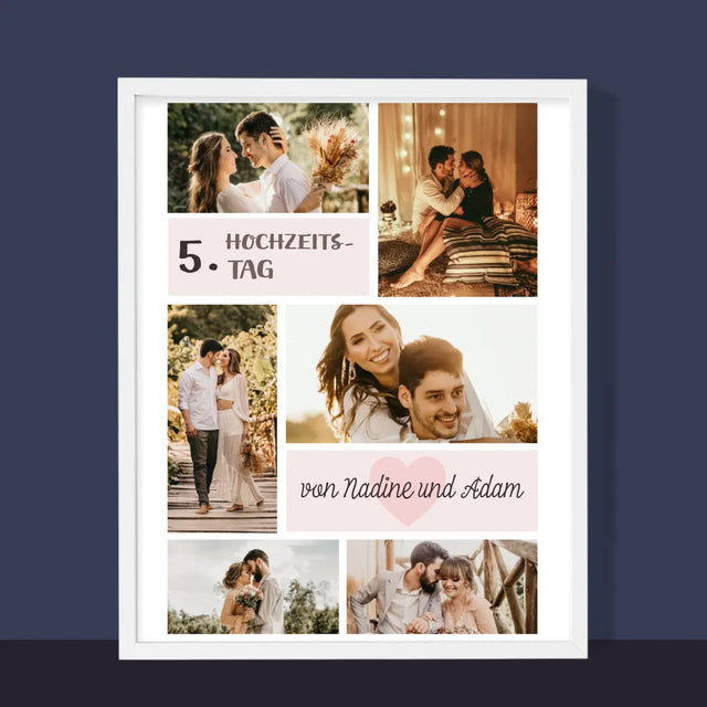 Fotocollage: 5. Hochzeitstag - Druck Mit Rahmen 30X40