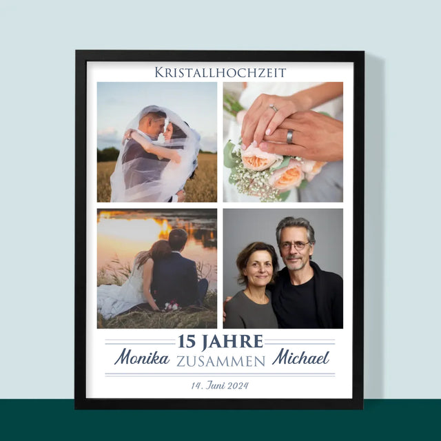 Fotocollage: 15 Jahre Zusammen - Druck Mit Rahmen 30X40