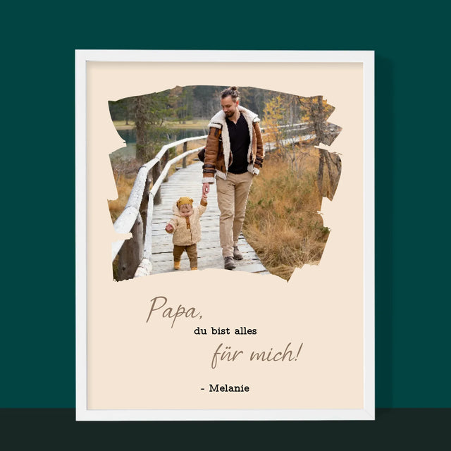 Foto Und Unterschrift: Glückwunschkarte Für Papa - Druck Mit Rahmen 30X40