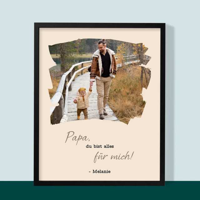 Foto Und Unterschrift: Glückwunschkarte Für Papa - Druck Mit Rahmen 30X40