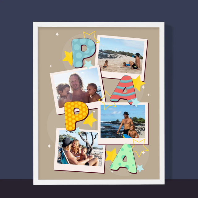 Fotocollage: Buchstaben Papa - Druck Mit Rahmen 30X40