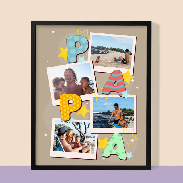 Fotocollage: Buchstaben Papa - Druck Mit Rahmen 30X40