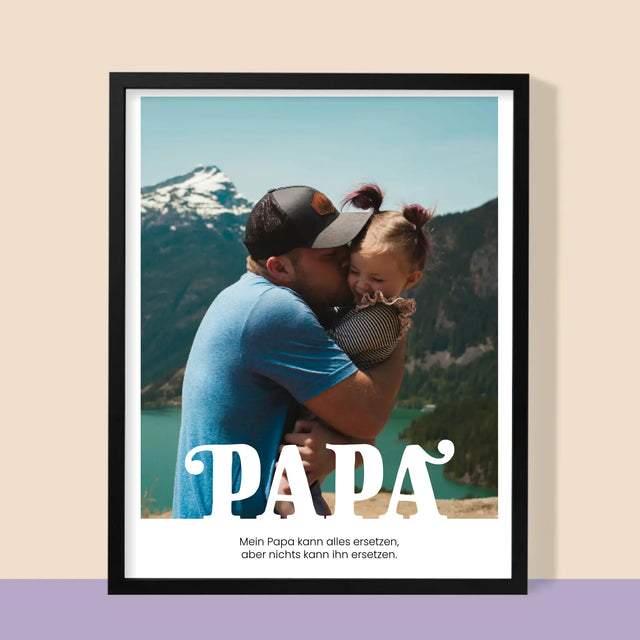 Foto Und Unterschrift: Unersetzlicher Papa Widmung - Druck Mit Rahmen 30X40