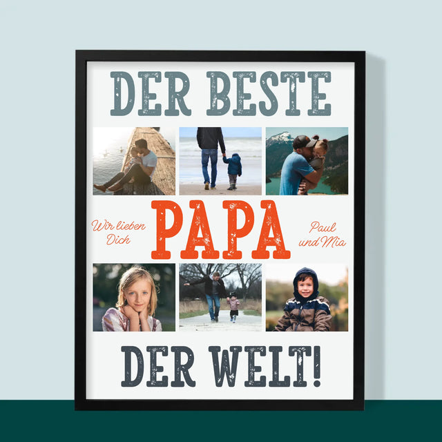 Fotocollage: Bester Papa Der Welt Fotos - Druck Mit Rahmen 30X40