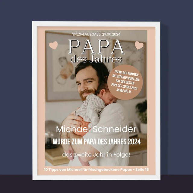 Magazin-Cover: Papa Des Jahres - Druck Mit Rahmen 30X40