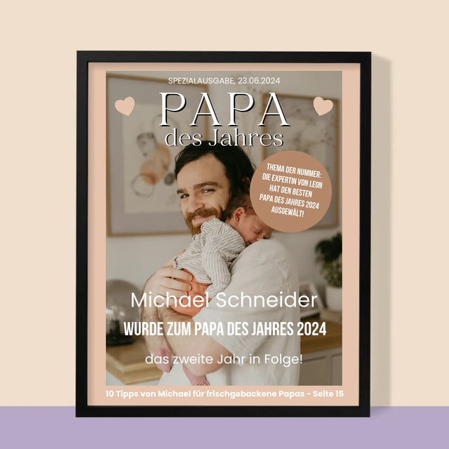Magazin-Cover: Papa Des Jahres - Druck Mit Rahmen 30X40