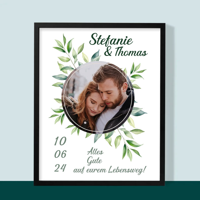 Foto Und Unterschrift: Hochzeitsblätter - Druck Mit Rahmen 30X40