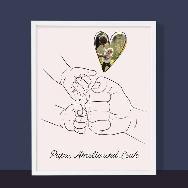 Foto Und Unterschrift: Papa Baby Hand - Druck Mit Rahmen 30X40