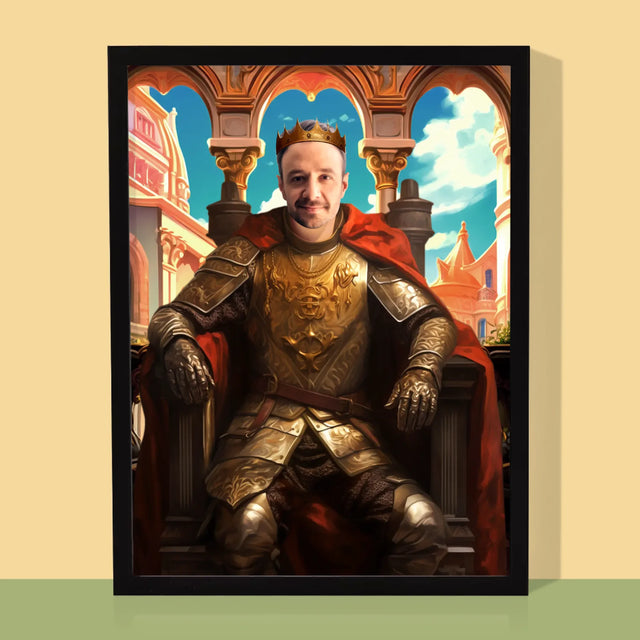 Königsporträt: König Auf Dem Thron - Druck Mit Rahmen 30X40