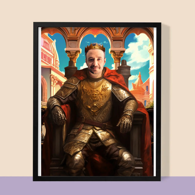 Königsporträt: König Auf Dem Thron - Druck Mit Rahmen 30X40
