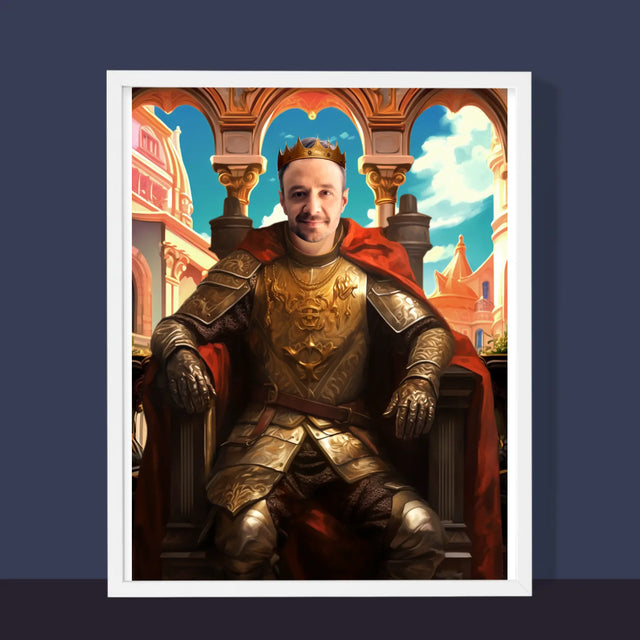 Königsporträt: König Auf Dem Thron - Druck Mit Rahmen 30X40
