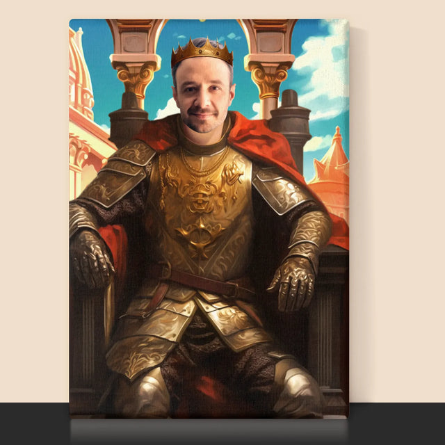 Königsporträt: König Auf Dem Thron - Druck Mit Rahmen 30X40