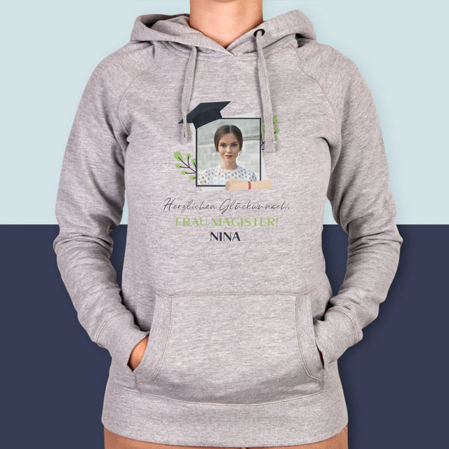 Foto Und Unterschrift: Herzlichen Glückwunsch - Kapuzenpullover Für Damen