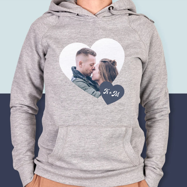 Fotocollage: Initialen Mit Herz - Kapuzenpullover Für Damen