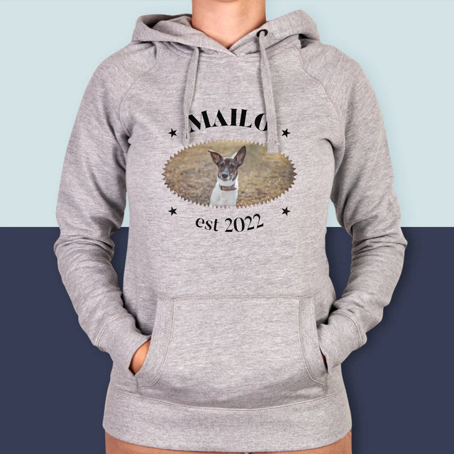 Foto Und Unterschrift: Hund Established - Kapuzenpullover Für Damen