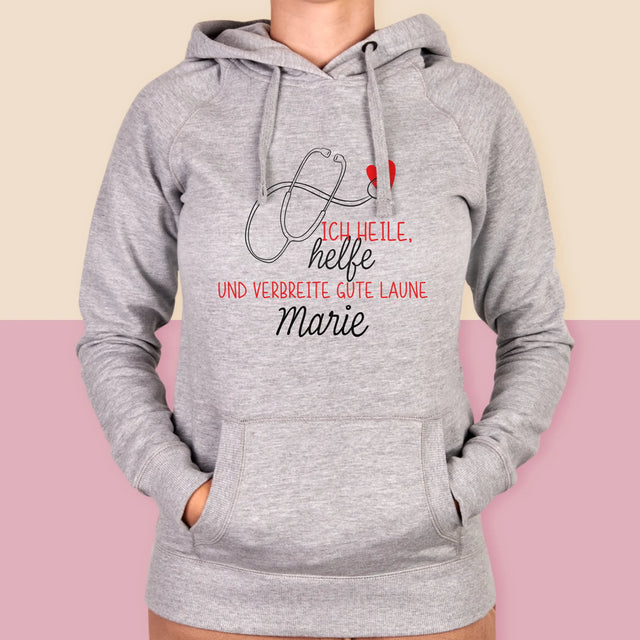Name Und Unterschrift: Ich Heile, Helfe - Kapuzenpullover Für Damen