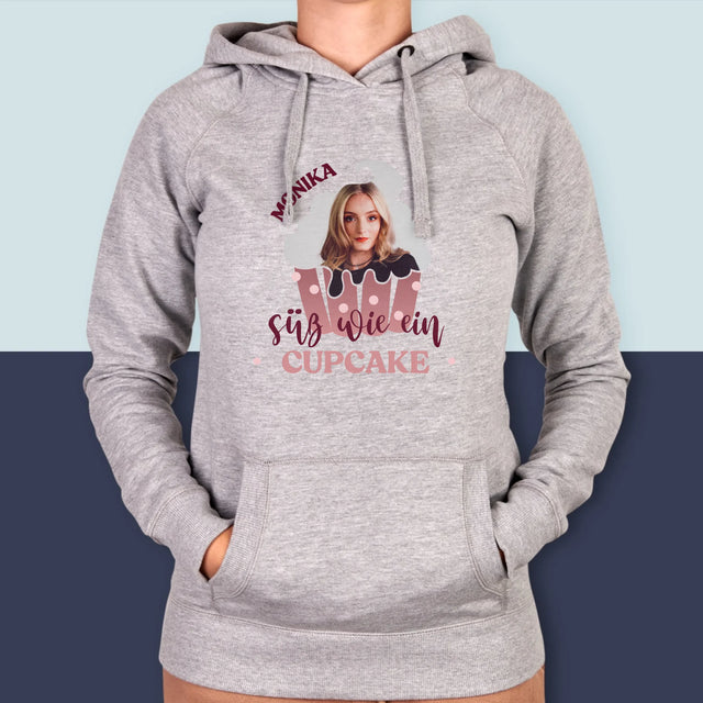 Foto Und Unterschrift: Süß Wie Ein Cupcake - Kapuzenpullover Für Damen