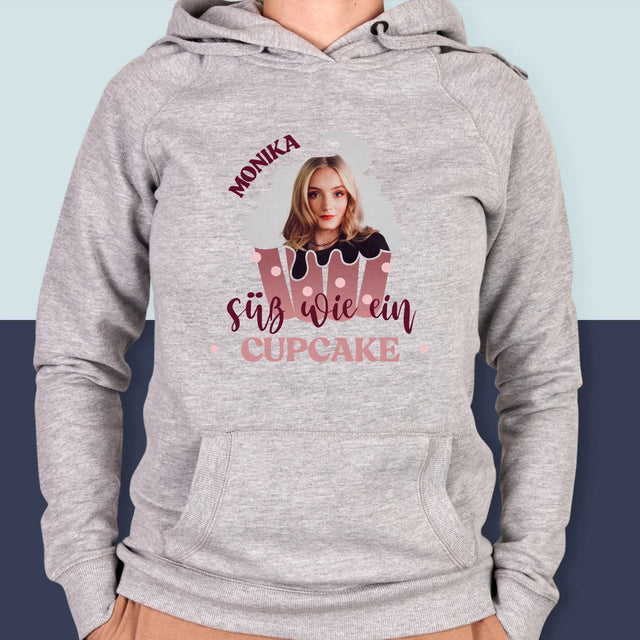 Foto Und Unterschrift: Süß Wie Ein Cupcake - Kapuzenpullover Für Damen