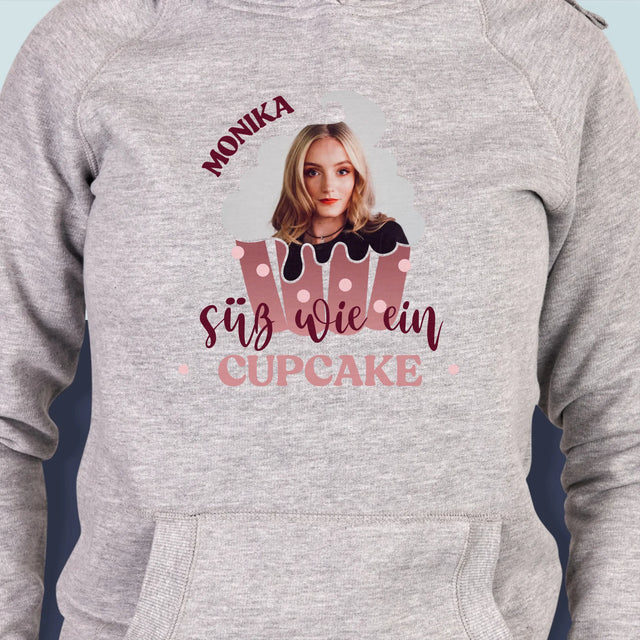 Foto Und Unterschrift: Süß Wie Ein Cupcake - Kapuzenpullover Für Damen
