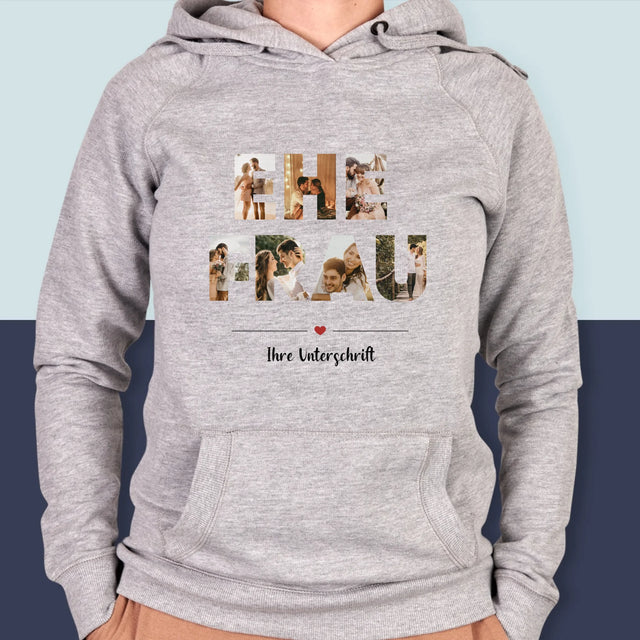 Buchstaben-Collage: Ehefrau - Kapuzenpullover Für Damen