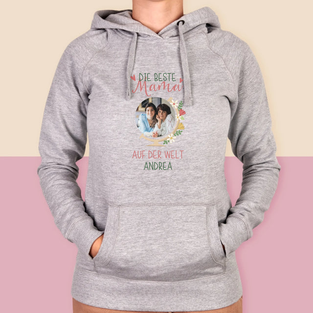 Foto Und Unterschrift: Beste Mama Welt - Kapuzenpullover Für Damen