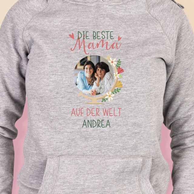 Foto Und Unterschrift: Beste Mama Welt - Kapuzenpullover Für Damen